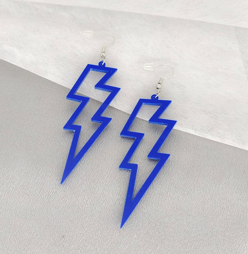Modpide 80s Neon Earrings Hollow Lightning Bolt Halloween Punk Retro Earrings for Women 80's Party Accessories - Image 1